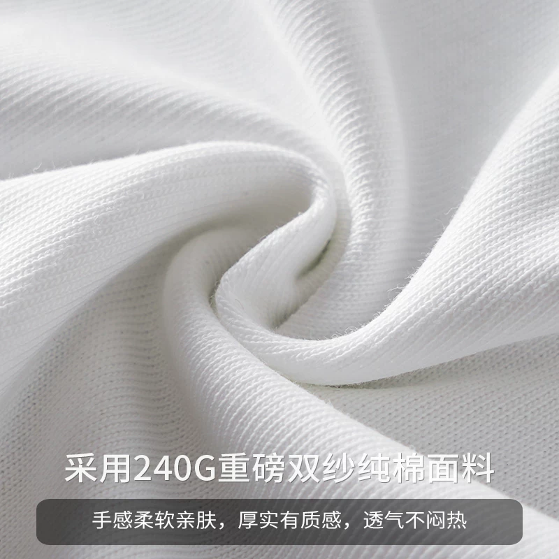 OMZM240G Áo thun cotton nguyên chất hạng nặng tay ngắn unisex mùa hè kiểu Mỹ dáng rộng trễ vai cổ tròn màu trơn nửa tay áo thun