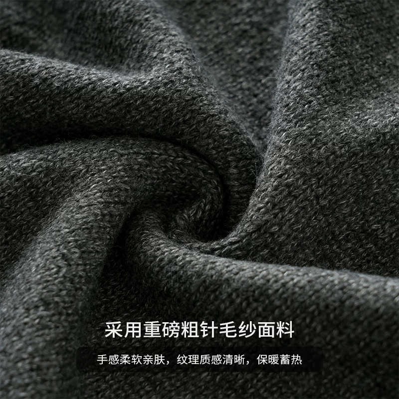 Áo len cổ tròn ba sọc OMZM dành cho nam, áo len dệt kim dày dặn ấm áp mùa đông, áo len dệt kim dáng rộng và giản dị.