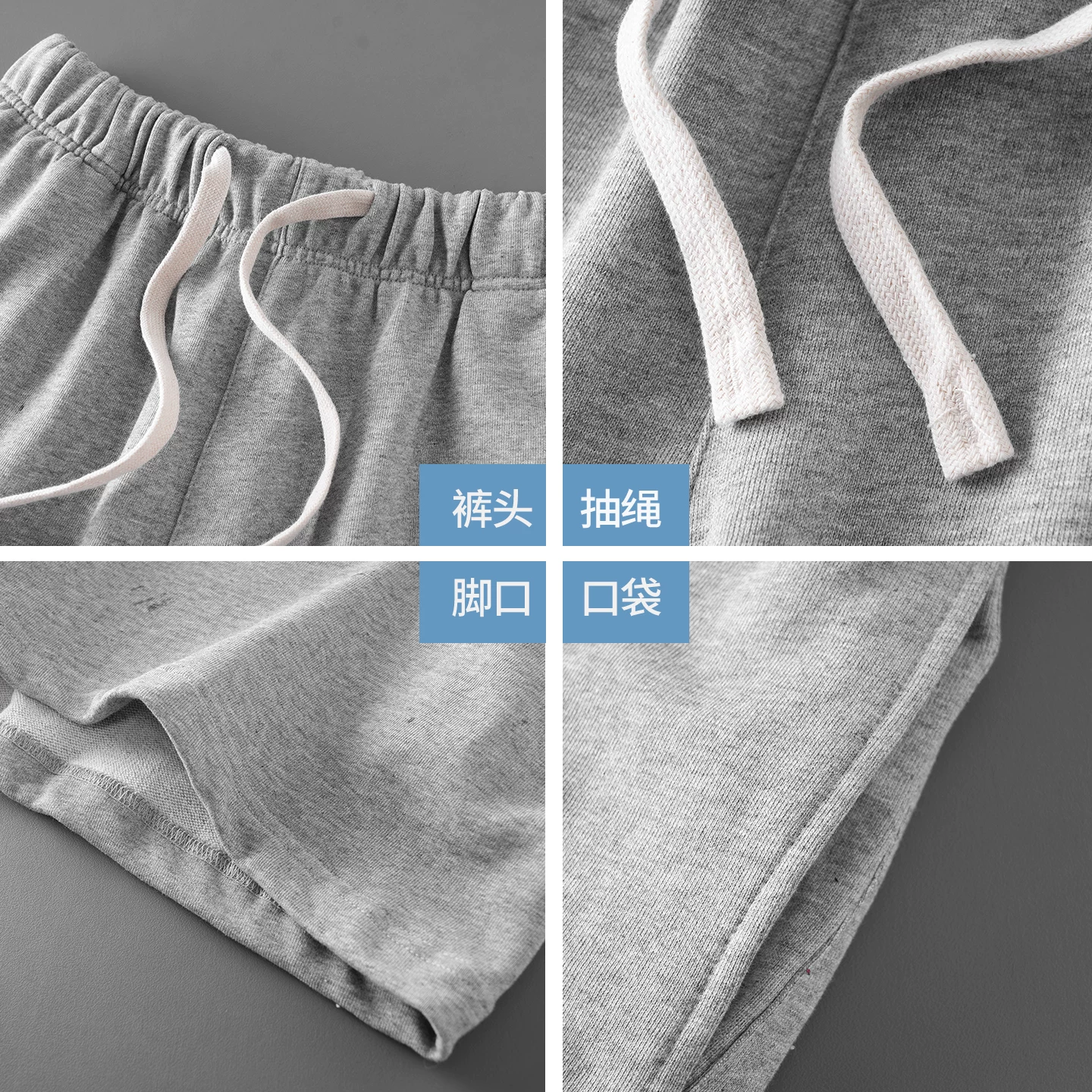 Quần short cotton terry hạng nặng OMZM360G dành cho nam, áo khoác ngoài mùa hè, quần dài vừa phải ống thẳng, quần thể thao thường ngày năm điểm.