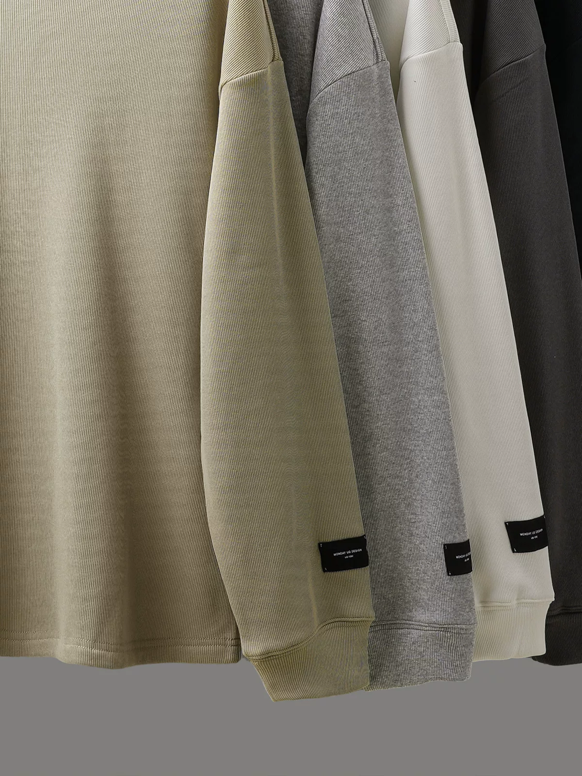 Áo len cổ tròn nhung bạc hạng nặng OMZM400G dành cho nam, áo sơ mi dài tay màu trơn phong cách cổ điển Mỹ mùa thu đông