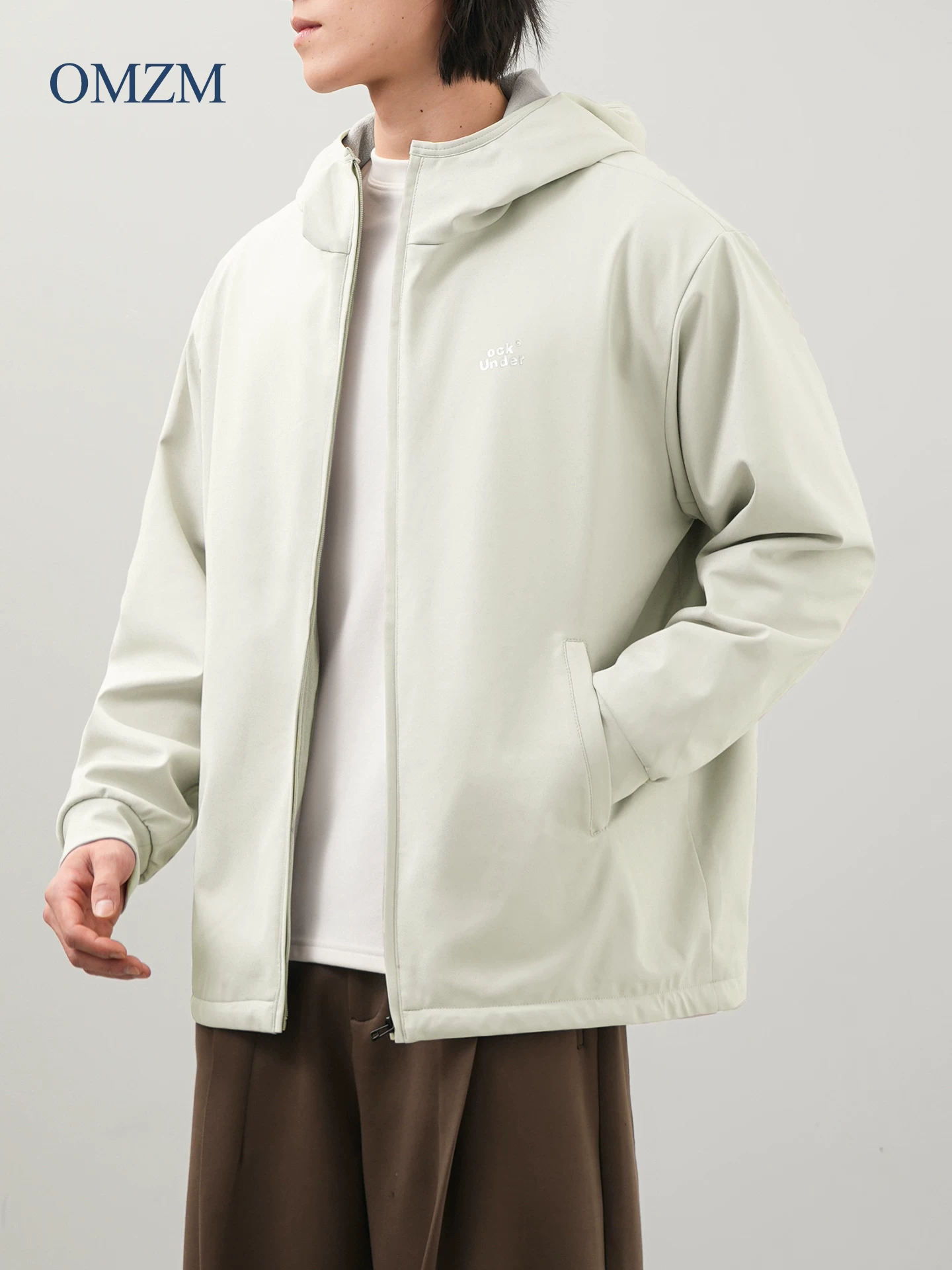 Áo khoác ba lớp OMZM, áo khoác cotton dành cho nam, áo khoác công sở mùa đông kiểu Mỹ, có lớp lót lông cừu, giữ ấm, có mũ trùm đầu.