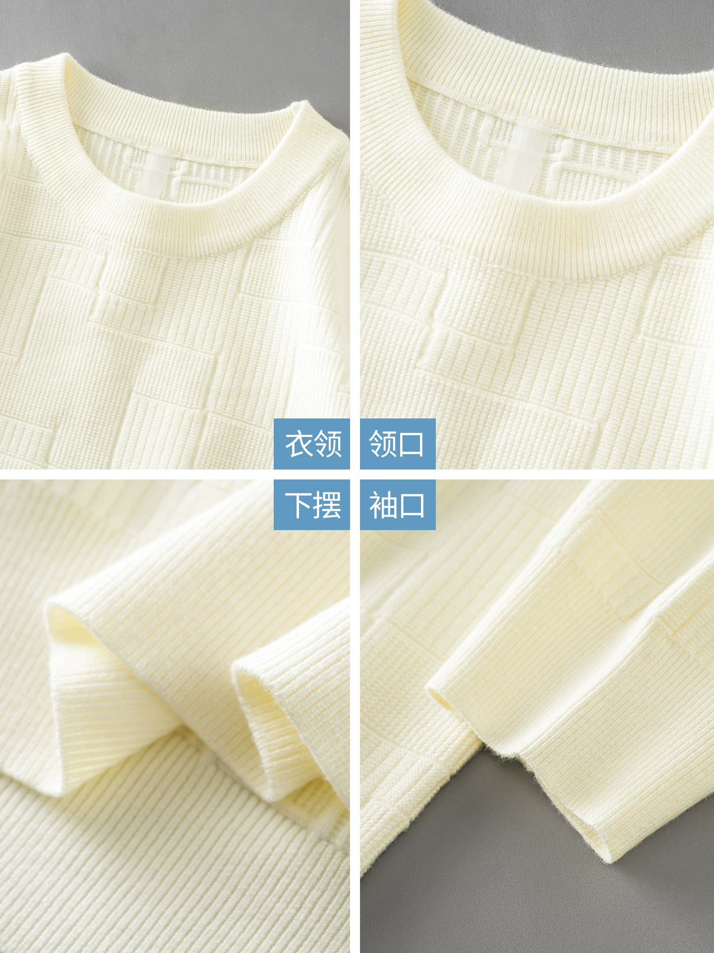 Áo len cổ tròn phong cách tiền cổ điển OMZM dành cho nam, áo lót dày giữ ấm mùa thu với chất liệu dệt kim có vân.