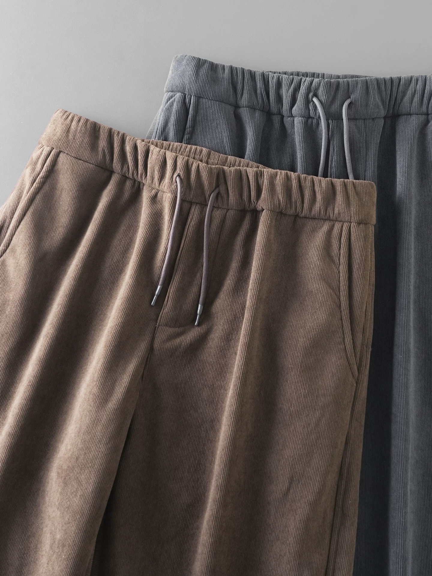 Quần vải nhung OMZM dành cho nam, quần ống đứng ấm áp phong cách Mỹ mùa đông, quần dài lông cừu dày dặn rộng rãi