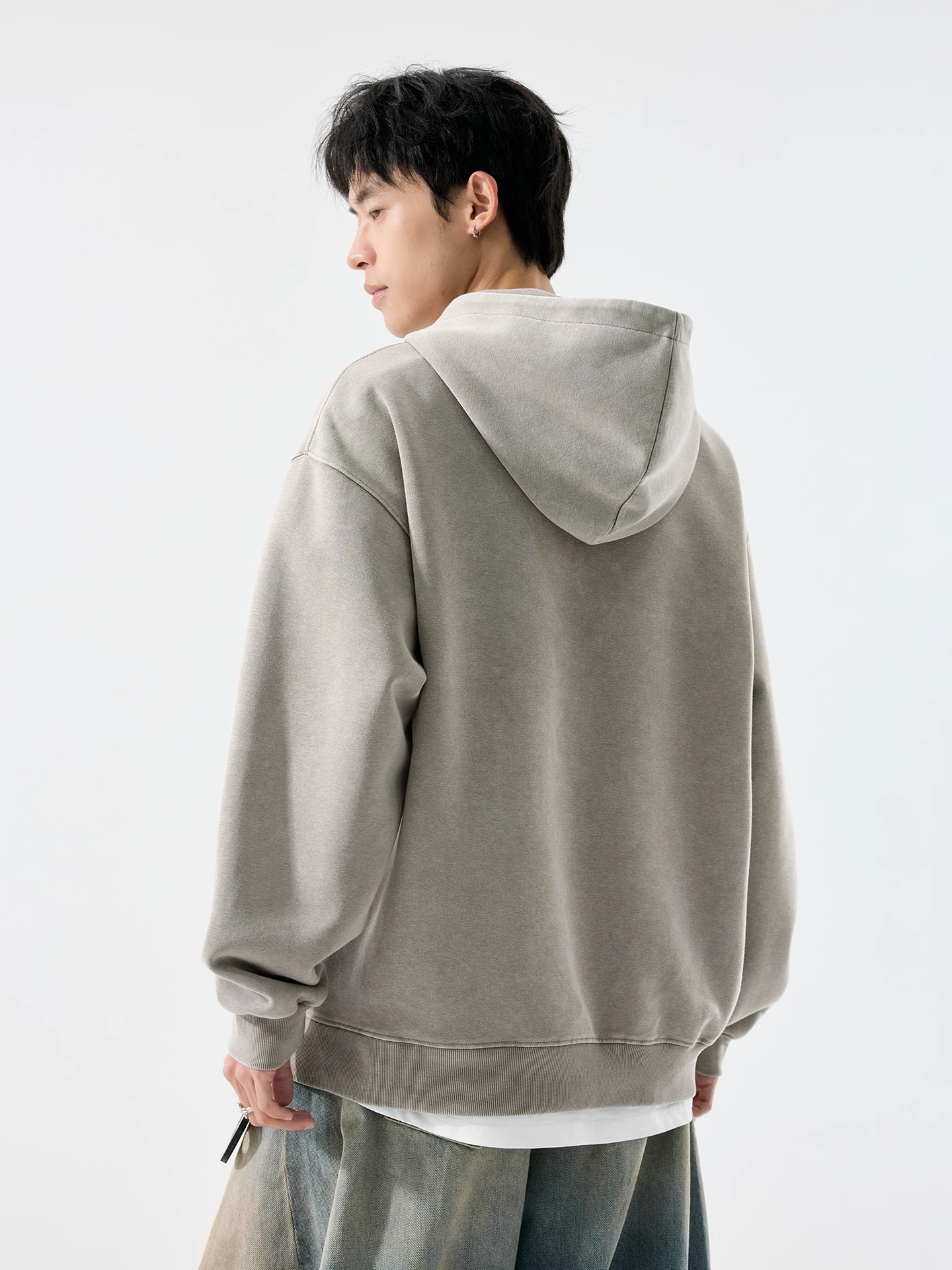 Áo nỉ cotton nguyên chất hạng nặng OMZM400G dành cho nam, áo hoodie in họa tiết cổ điển kiểu Mỹ mùa thu, áo khoác dáng rộng thường ngày