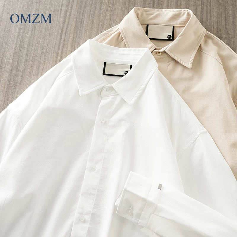 OMZM Áo sơ mi nam không nhăn kiểu Mỹ, áo sơ mi trắng dài tay mùa xuân, áo sơ mi công sở cao cấp, áo khoác thường ngày