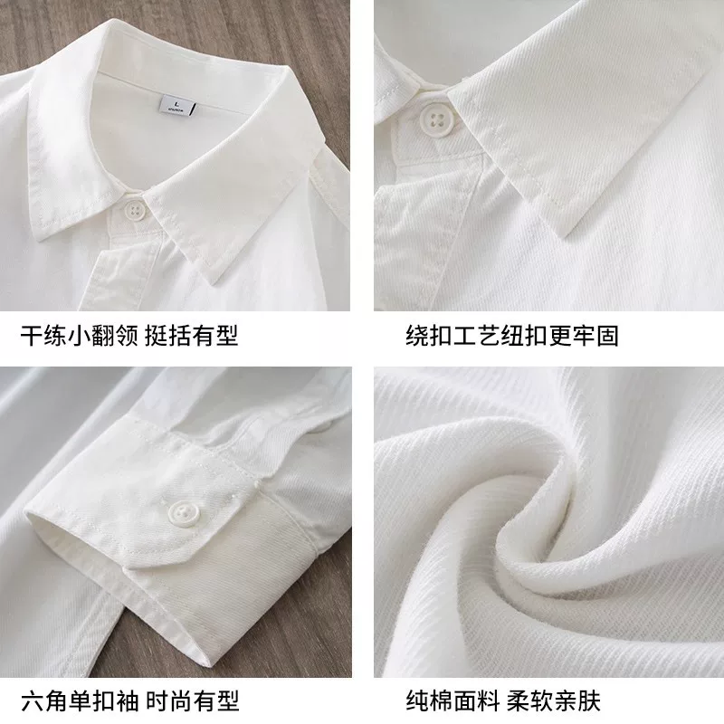 Áo sơ mi cotton nguyên chất hạng nặng OMZM350G dành cho nam, dài tay, mùa thu, áo sơ mi màu trơn cao cấp, áo sơ mi kiểu Mỹ