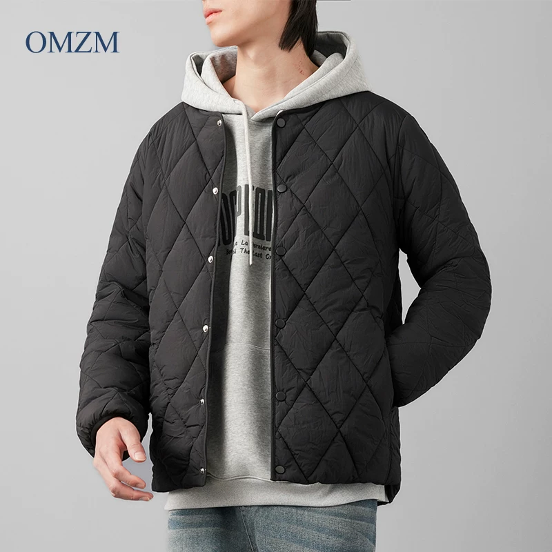 Áo khoác cotton chần bông OMZM dành cho nam, áo khoác cotton dày dặn ấm áp mùa thu đông, áo khoác cotton lót nhẹ nhiều lớp kiểu cổ điển.