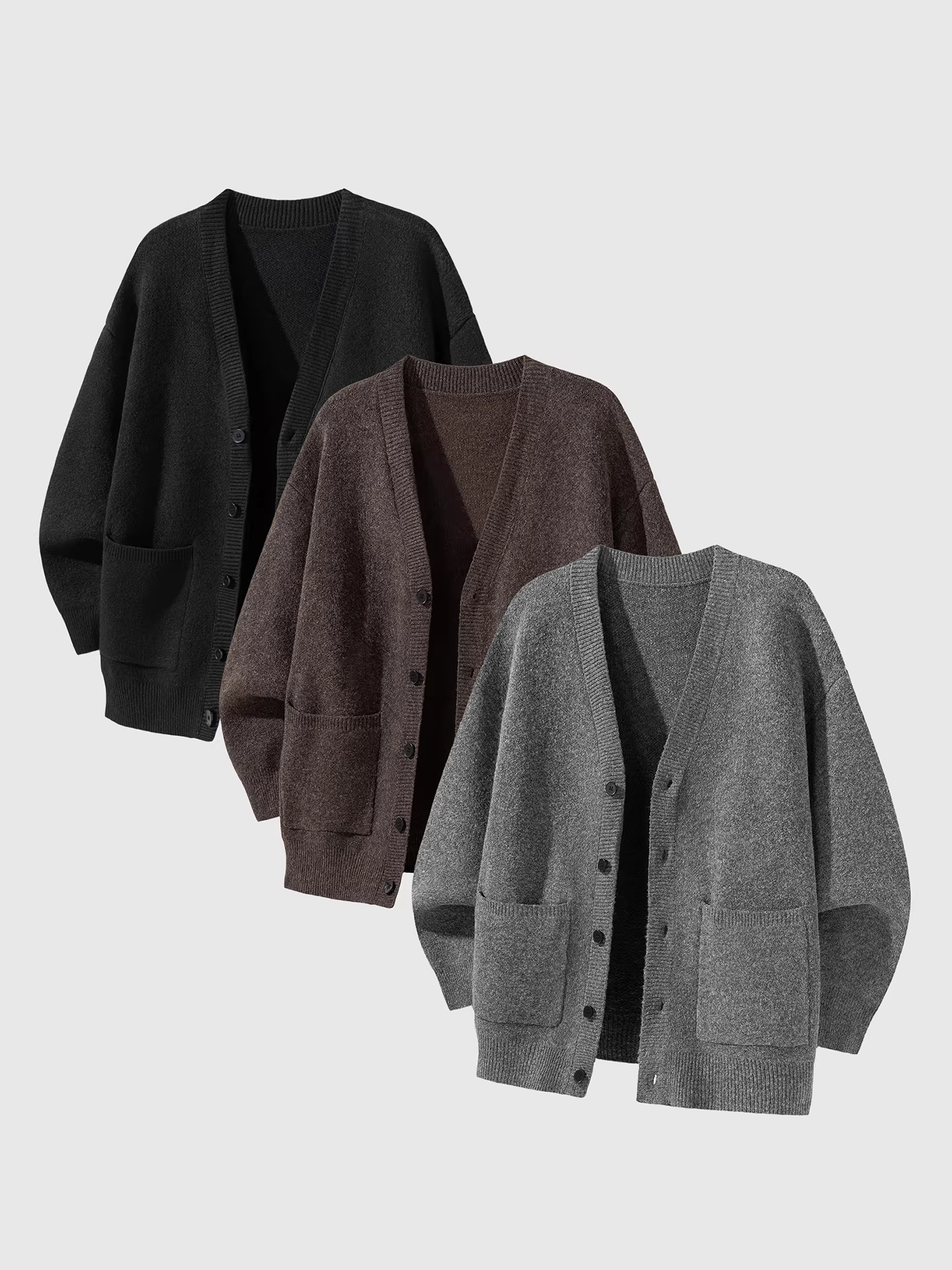 Áo len cardigan len nặng OMZM750G dành cho nam, áo len dệt kim cổ chữ V cổ điển mùa thu đông có túi.