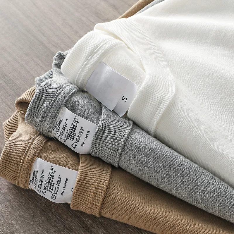 Áo thun nam tay ngắn chất liệu cotton dày dặn 400g kiểu Mỹ cổ điển, áo thun mùa hè cổ tròn rộng rãi chất liệu cotton nguyên chất, màu trắng trơn nửa tay.