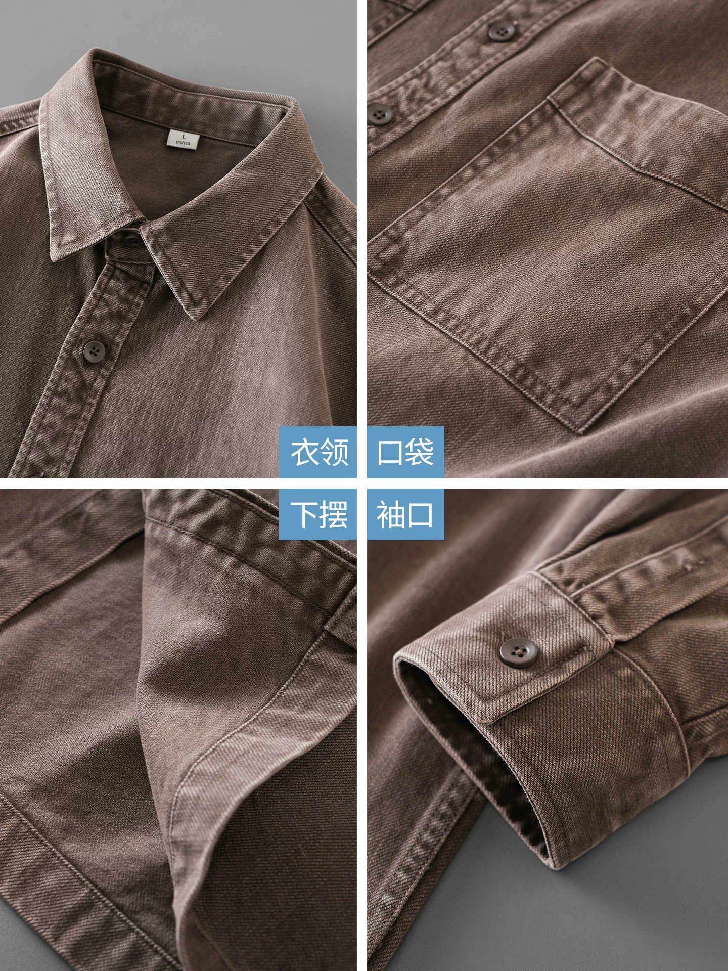 OMZM hạng nặng nguyên chất cotton áo sơ mi công sở nam mùa thu Mỹ retro đau khổ áo sơ mi dài tay dáng rộng vừa vặn áo khoác