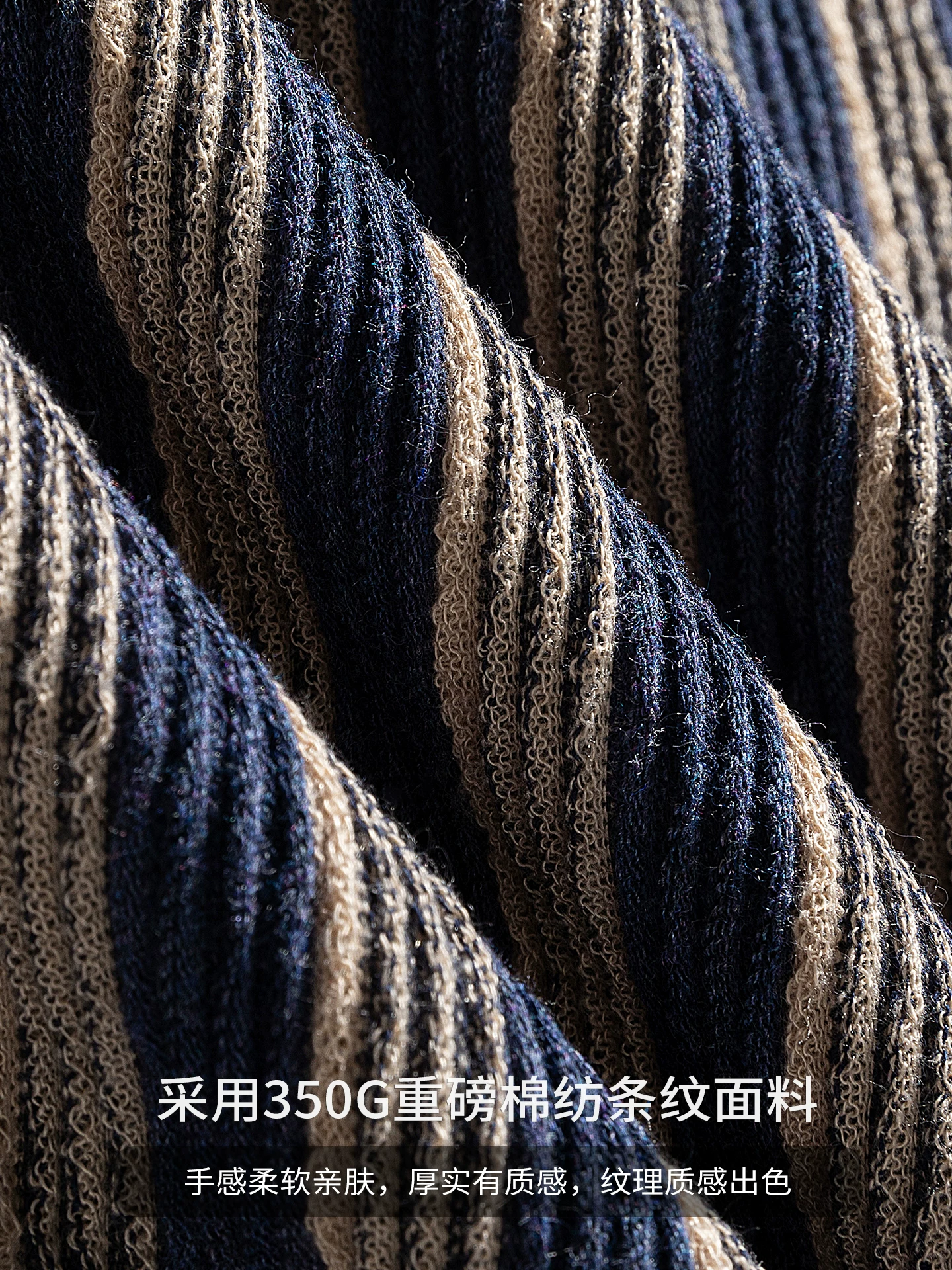 Áo nỉ cổ tròn sọc nặng ký OMZM350G dành cho nam, áo sơ mi dài tay phối màu cổ điển kiểu Mỹ mùa thu đông, áo khoác rộng