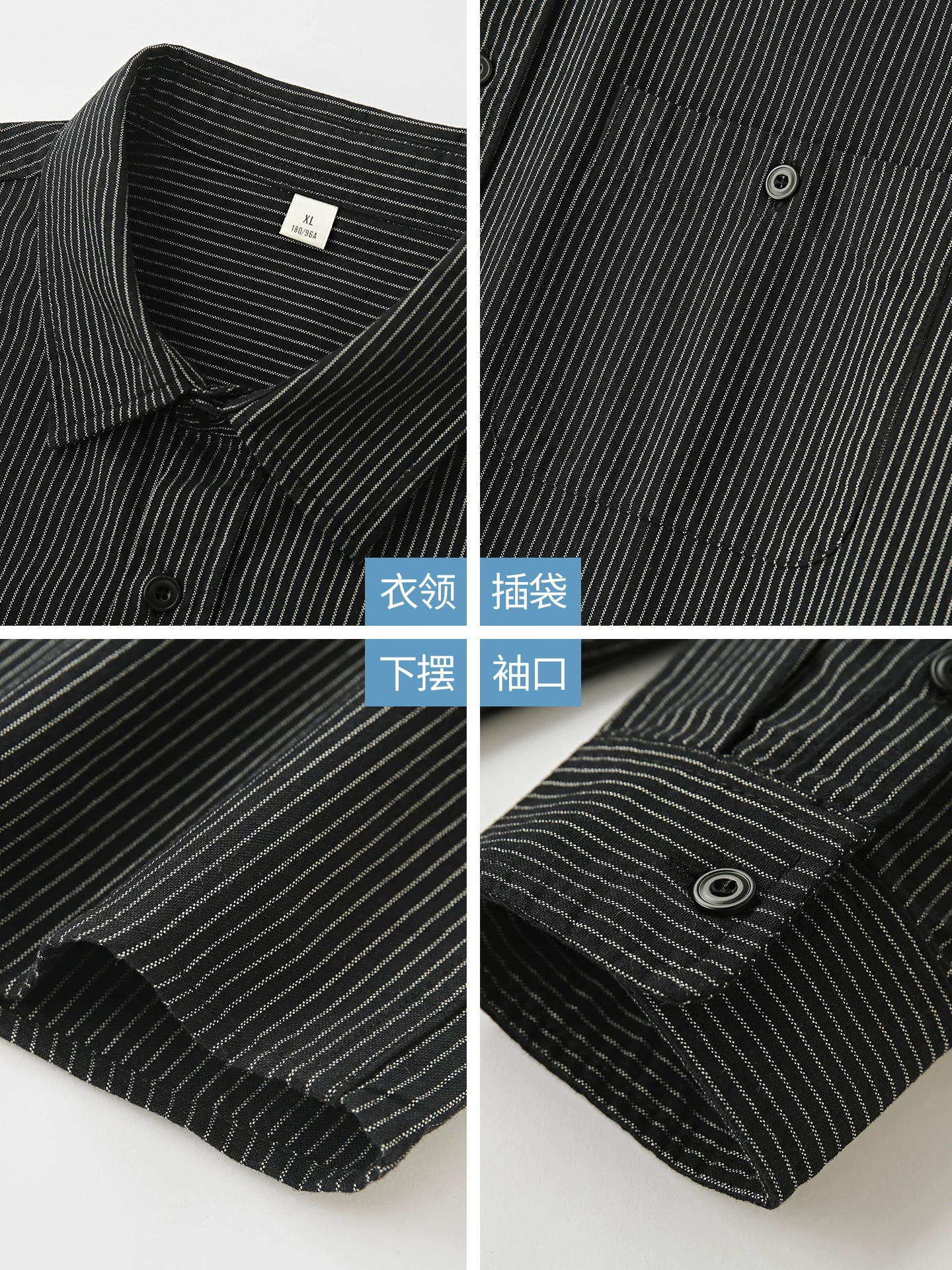 OMZM hạng nặng nguyên chất cotton Oxford áo sơ mi nam dài tay mùa thu Mỹ retro sọc áo sơ mi túi áo khoác rộng