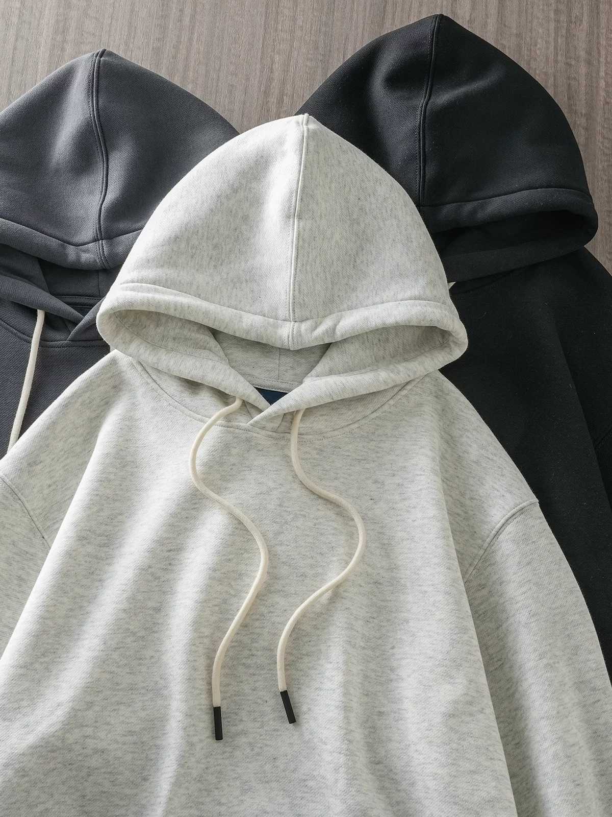 Áo khoác nỉ có mũ trùm đầu dày dặn 460G dành cho nam, phong cách Mỹ, mùa thu đông, dáng rộng, dày dặn, ấm áp, màu trơn, kiểu áo hoodie thể thao