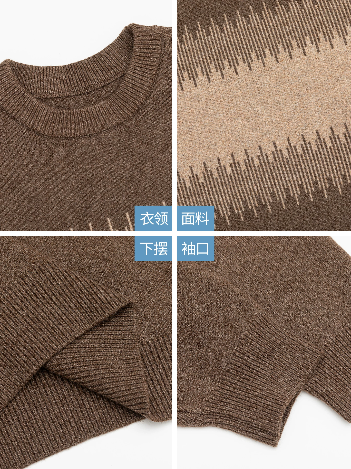 Áo len nam OMZM750G màu sắc nổi bật, phong cách retro mùa đông, kiểu dáng lười biếng, áo len cổ tròn phối màu tương phản, áo lót giữ ấm