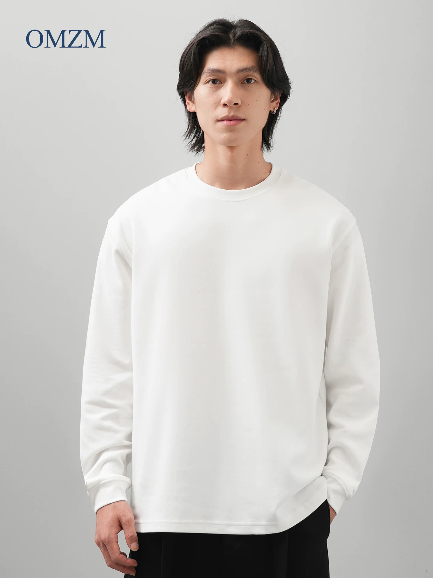 Áo thun dài tay giữ nhiệt Sorona tự sưởi ấm OMZM dành cho nam, mùa thu đông Áo sơ mi lớp nền màu trơn chải kiểu Mỹ