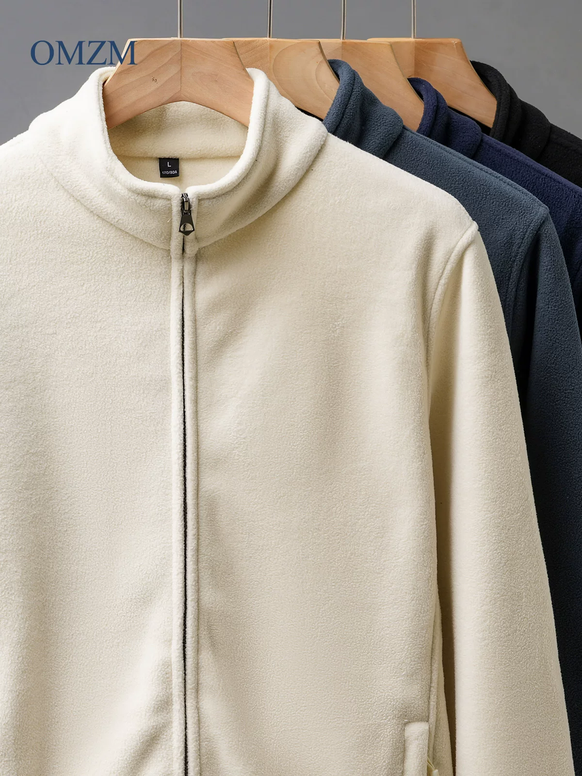 Áo khoác cardigan lông cừu hai mặt OMZM dành cho nam, áo len lông cừu dày dặn ấm áp mùa thu đông, áo khoác mềm có lớp lót bên trong.