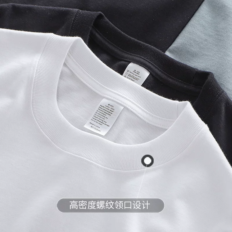 Áo thun dài tay hạng nặng 280g kiểu Mỹ dành cho nam, được làm từ cotton nguyên chất Tân Cương, dáng rộng, áo sơ mi cổ tròn màu trắng mùa thu đông, unisex.