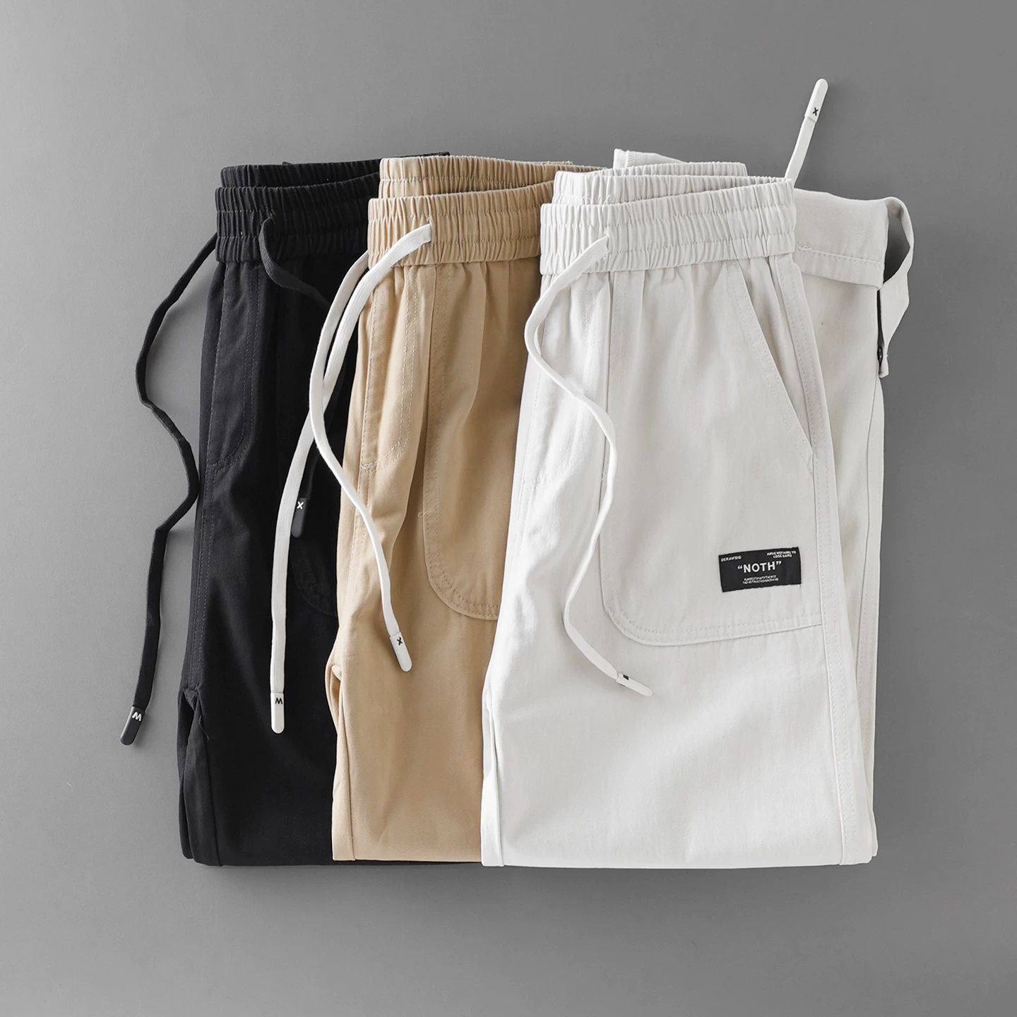 Quần cargo cotton nguyên chất hạng nặng OMZM dành cho nam, quần ống rộng mỏng mùa hè, quần dài dáng rộng thẳng kiểu cổ điển Mỹ