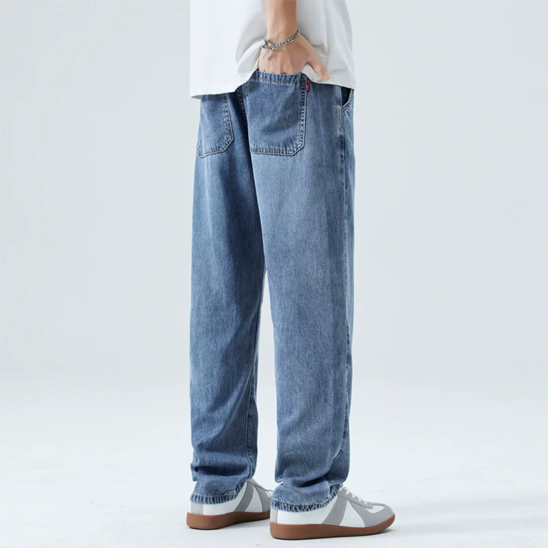 Quần Jean Nam OMZM Lyocell Tencel Mùa Hè Mỏng Mát Thoáng Khí Dáng Suông Rộng Quần Dài Thoải Mái