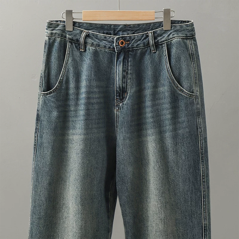 Quần jean ống thẳng kiểu Mỹ OMZM dành cho nam, phong cách mùa hè mới, quần ống rộng dáng rộng, phong cách cổ điển, thương hiệu thời thượng