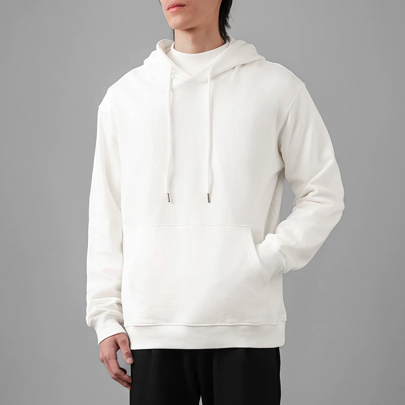 Áo nỉ nam OMZM400G chất liệu cotton dày dặn, kiểu dáng mới mùa đông 2024, áo khoác có mũ, chất liệu terry, màu trơn, kiểu dáng rộng rãi