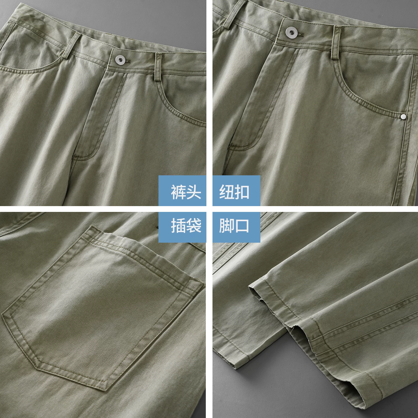 Quần cargo cotton nguyên chất hạng nặng OMZM dành cho nam, quần dáng rộng kiểu Mỹ mùa hè, quần dài đường phố cao cấp được giặt thông thường