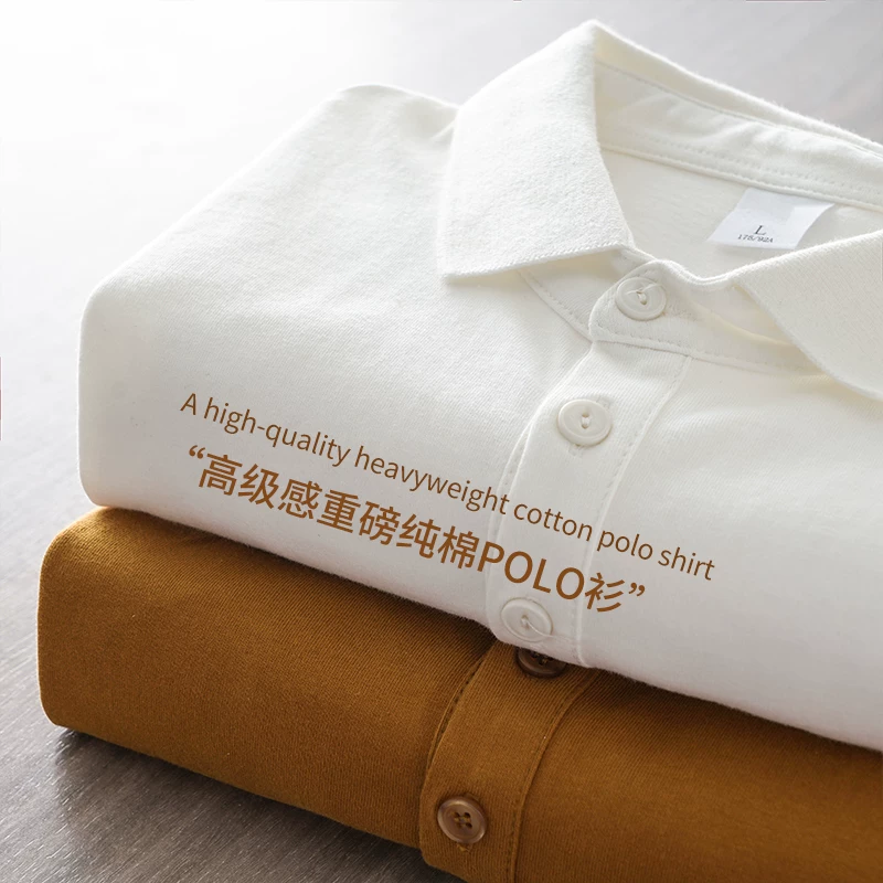 Áo polo nam chất liệu cotton 100%, dày dặn 320G, tay ngắn, mùa hè, kiểu dáng casual, rộng rãi, cổ trụ, màu trơn, nửa tay.