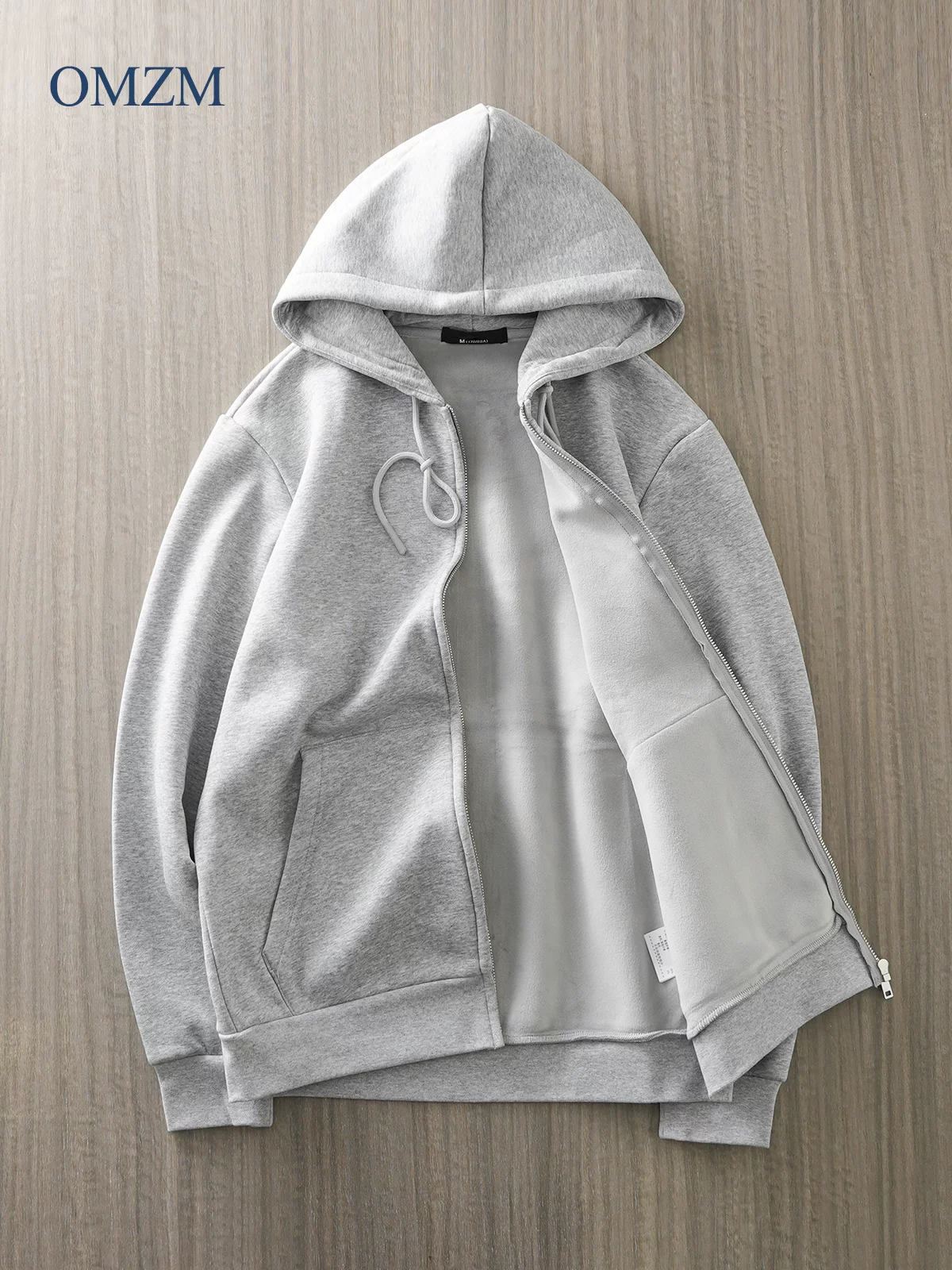 Áo nỉ OMZM kiểu Mỹ 460G dành cho nam, dáng rộng mùa thu đông, áo khoác cardigan có khóa kéo ấm áp, áo khoác có mũ màu trơn