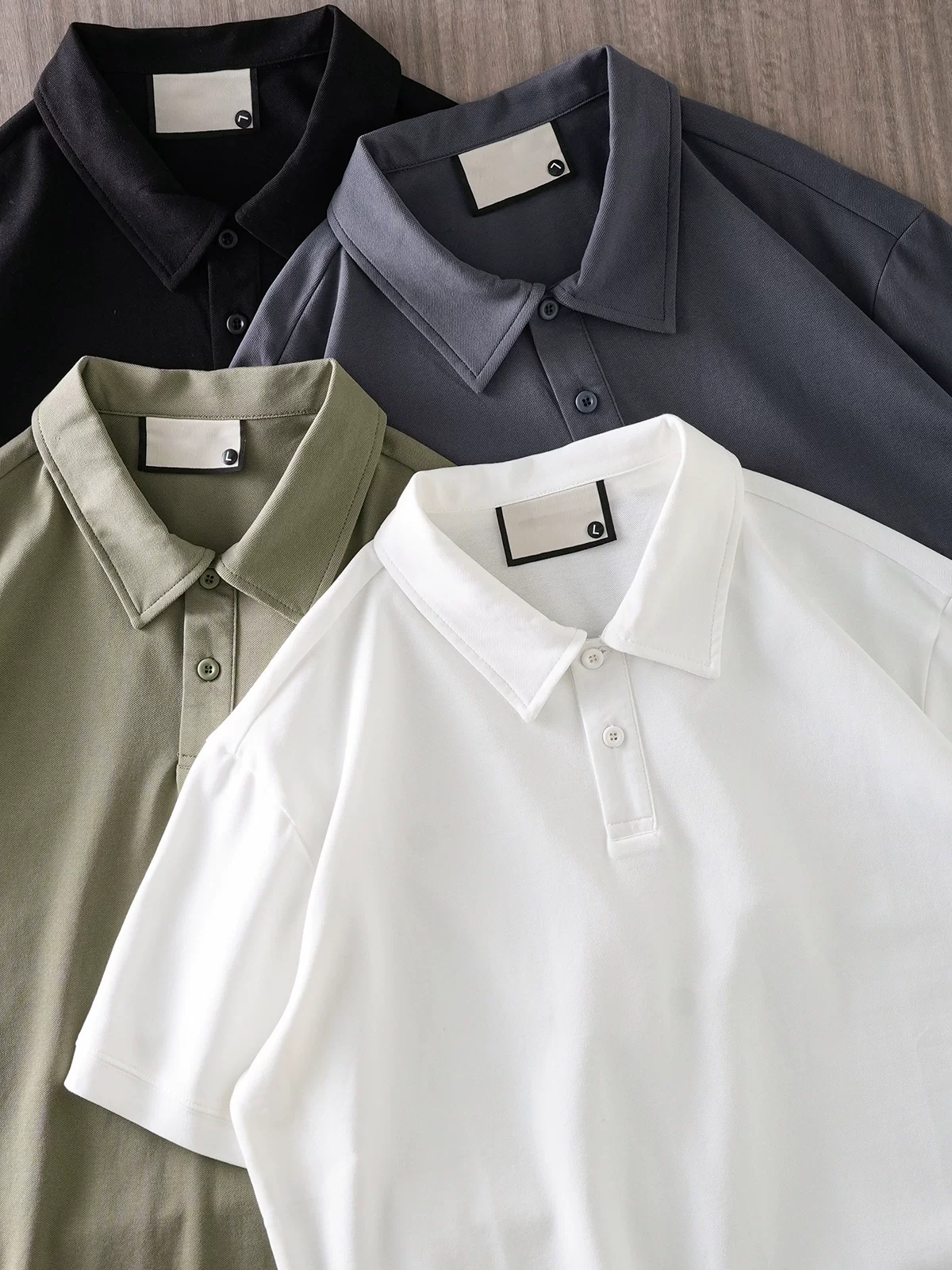 Áo polo nam chất liệu cotton như lụa mát lạnh, tay ngắn mùa hè cao cấp, chất liệu cotton pique, kiểu dáng rộng, cổ trụ, màu trơn, tay lửng