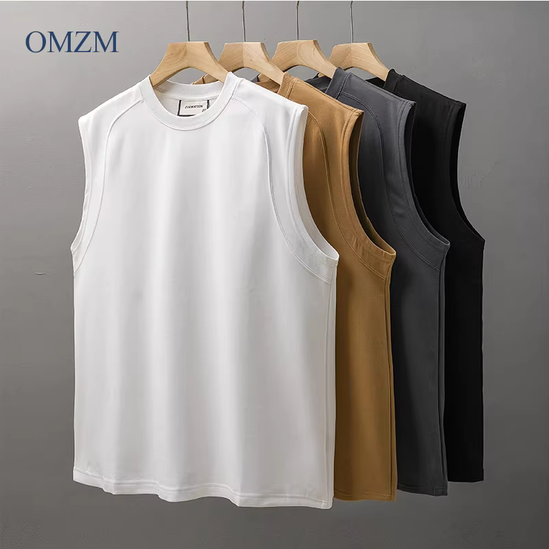 Áo vest lớp khí hạng nặng 300G phong cách Mỹ của OMZM dành cho nam, áo thể thao mùa hè lớp lót bên trong, áo thun không tay rộng rãi