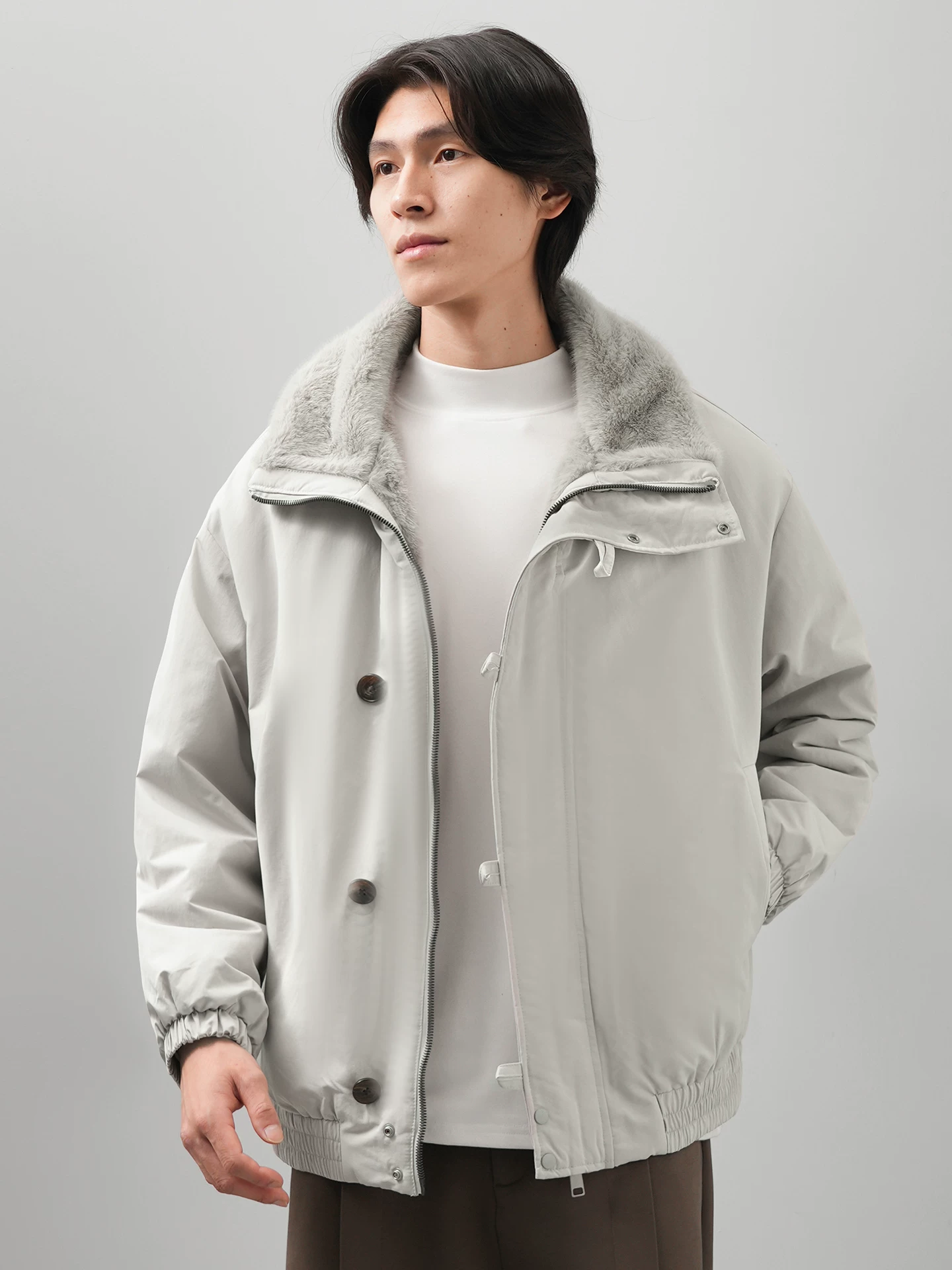 Áo khoác cotton lót lông cừu có thể đảo ngược OMZM dành cho nam, mùa thu đông, phong cách cổ điển Mỹ, dáng rộng, ấm áp, cổ áo lật, áo khoác bảo hộ lao động, dáng rộng.