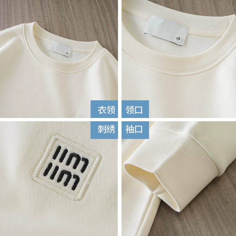 Áo khoác nỉ dày OMZM460G dành cho nam, mùa thu đông 2024, lớp lót ấm, áo thun mặc trong, áo len thêu