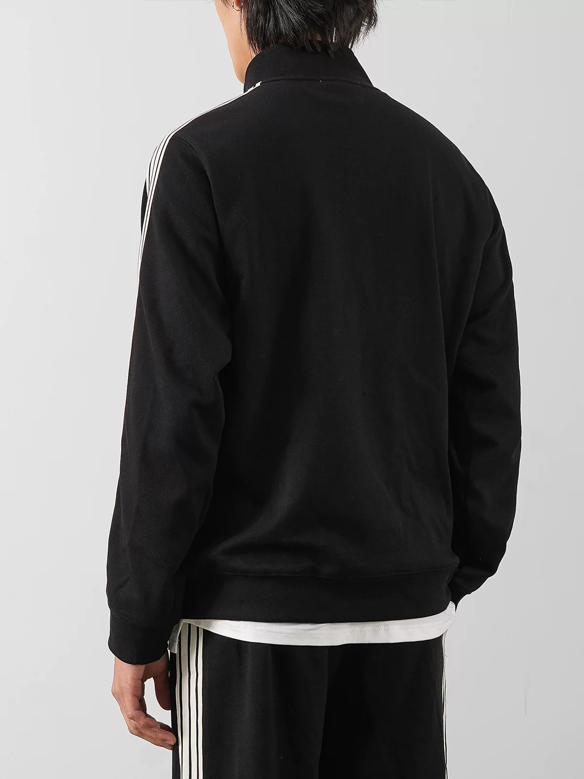 Bộ đồ thể thao bằng vải cotton pique kiểu Mỹ của OMZM dành cho nam, áo len cardigan sọc mùa thu đông, áo khoác thể thao dáng rộng, giản dị