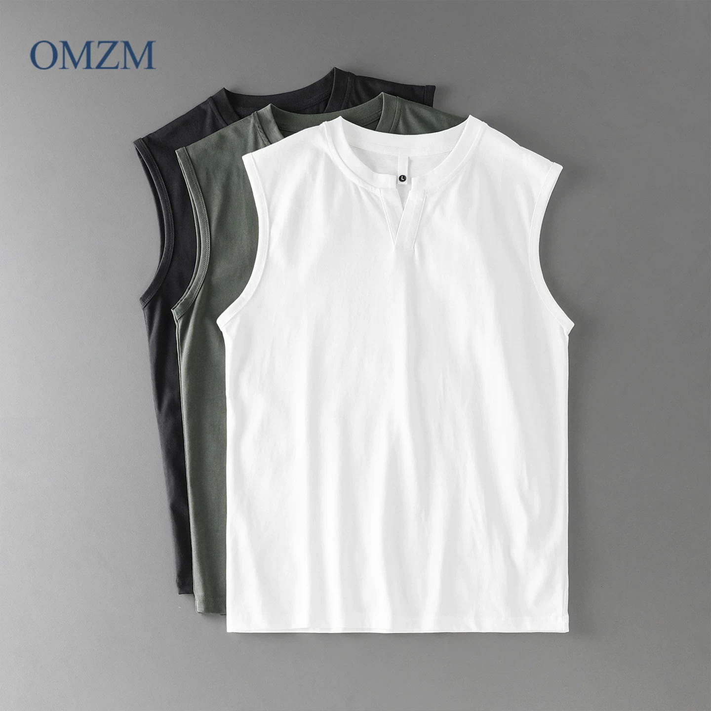 Áo ba lỗ cổ chữ V kiểu Mỹ OMZM dành cho nam, áo thun không tay thể thao ngoài trời mùa hè nhanh khô, áo lót thể dục bóng rổ kiểu Mỹ.