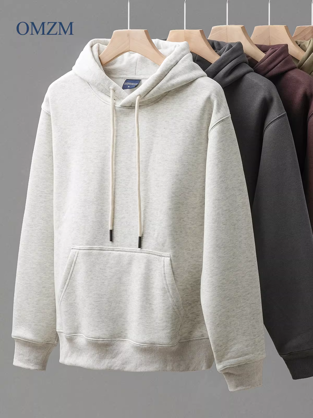 Áo khoác nỉ có mũ trùm đầu dày dặn 460G dành cho nam, phong cách Mỹ, mùa thu đông, dáng rộng, dày dặn, ấm áp, màu trơn, kiểu áo hoodie thể thao