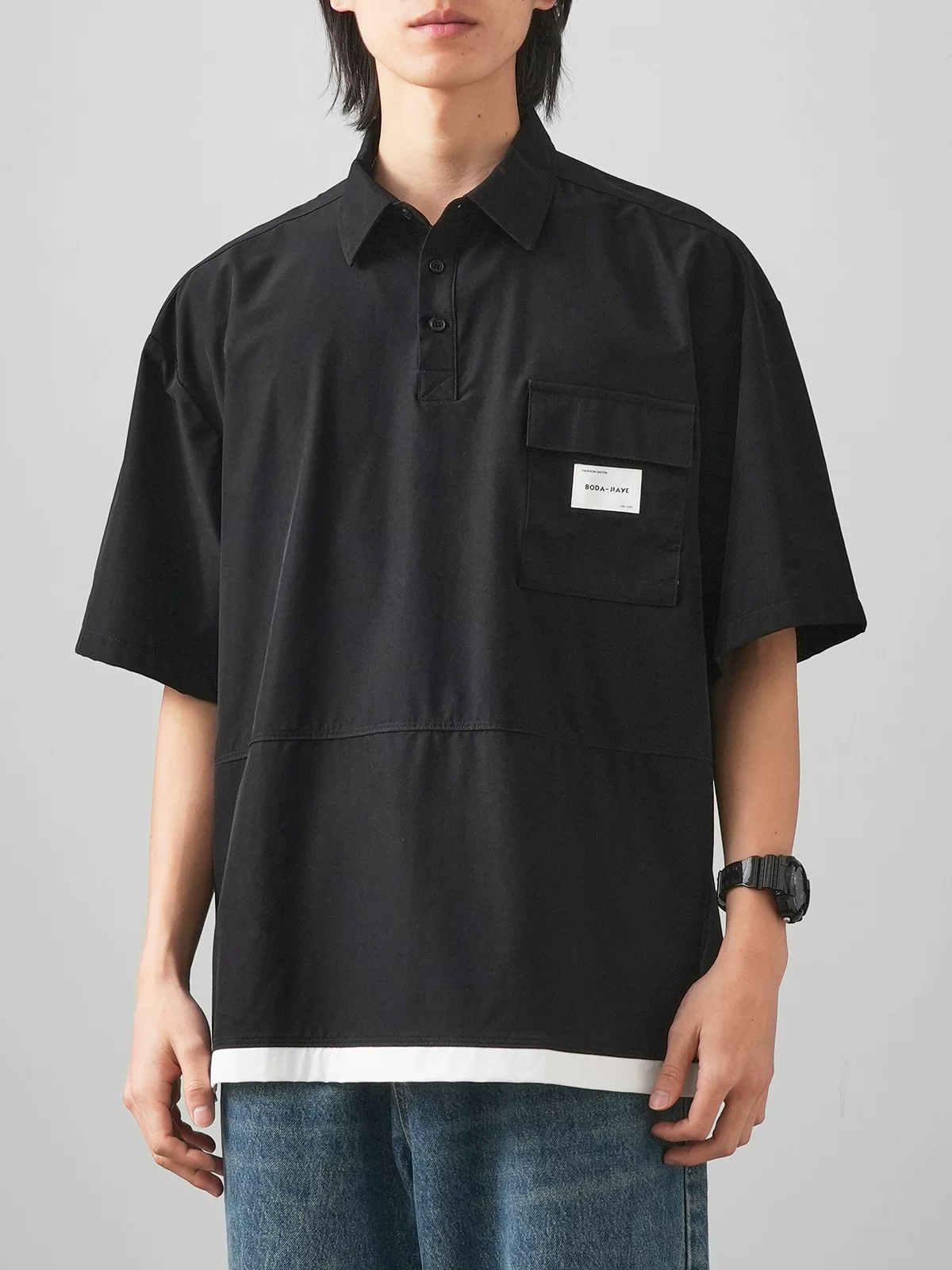 Áo sơ mi POLO nhanh khô ngoài trời kiểu núi dành cho nam, tay ngắn, thương hiệu hợp thời trang mùa hè, dáng rộng, áo giả hai mảnh, trang phục đi làm, áo thun cổ bẻ, hợp thời trang.