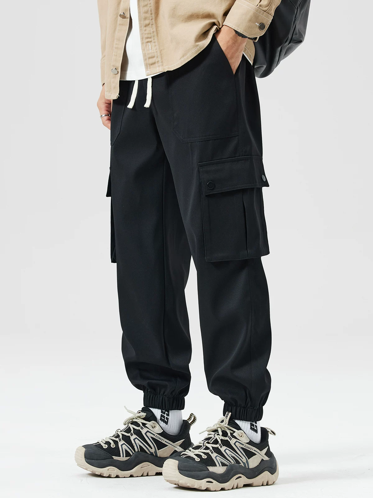 Quần jogger hạng nặng kiểu Mỹ của OMZM dành cho nam, mùa xuân và mùa thu, quần thể thao dáng rộng Melard, quần dài thường ngày kiểu dáng công sở hợp thời trang.