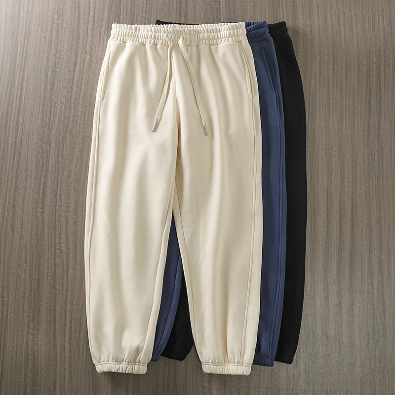 Quần jogger nỉ dày dặn kiểu Mỹ 360G dành cho nam, mùa thu đông, lót lông cừu và dày dặn, phong cách đường phố, quần thường ngày.