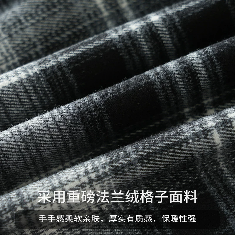 Áo khoác sơ mi flannel hạng nặng OMZM dành cho nam, áo sơ mi kẻ sọc ấm áp mùa thu đông, áo sơ mi dài tay cổ điển kiểu Mỹ