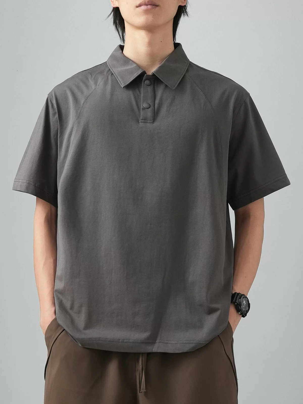 Áo sơ mi Solona POLO phong cách Mỹ mát mẻ ngắn tay dành cho nam mùa hè áo thun dáng rộng có cổ chống nắng kháng khuẩn màu trơn nửa tay