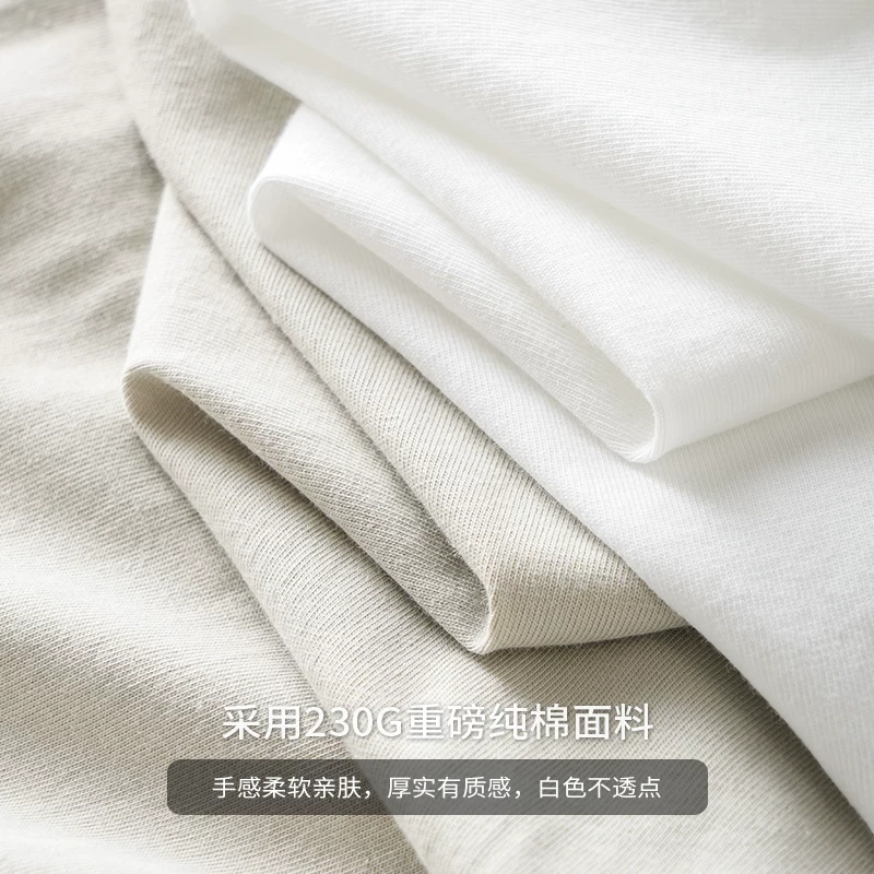 Áo thun ngắn tay cotton nguyên chất cleanfit 230G dành cho nam và nữ, áo sơ mi màu trơn mùa hè, cổ nhỏ kiểu Mỹ nửa tay