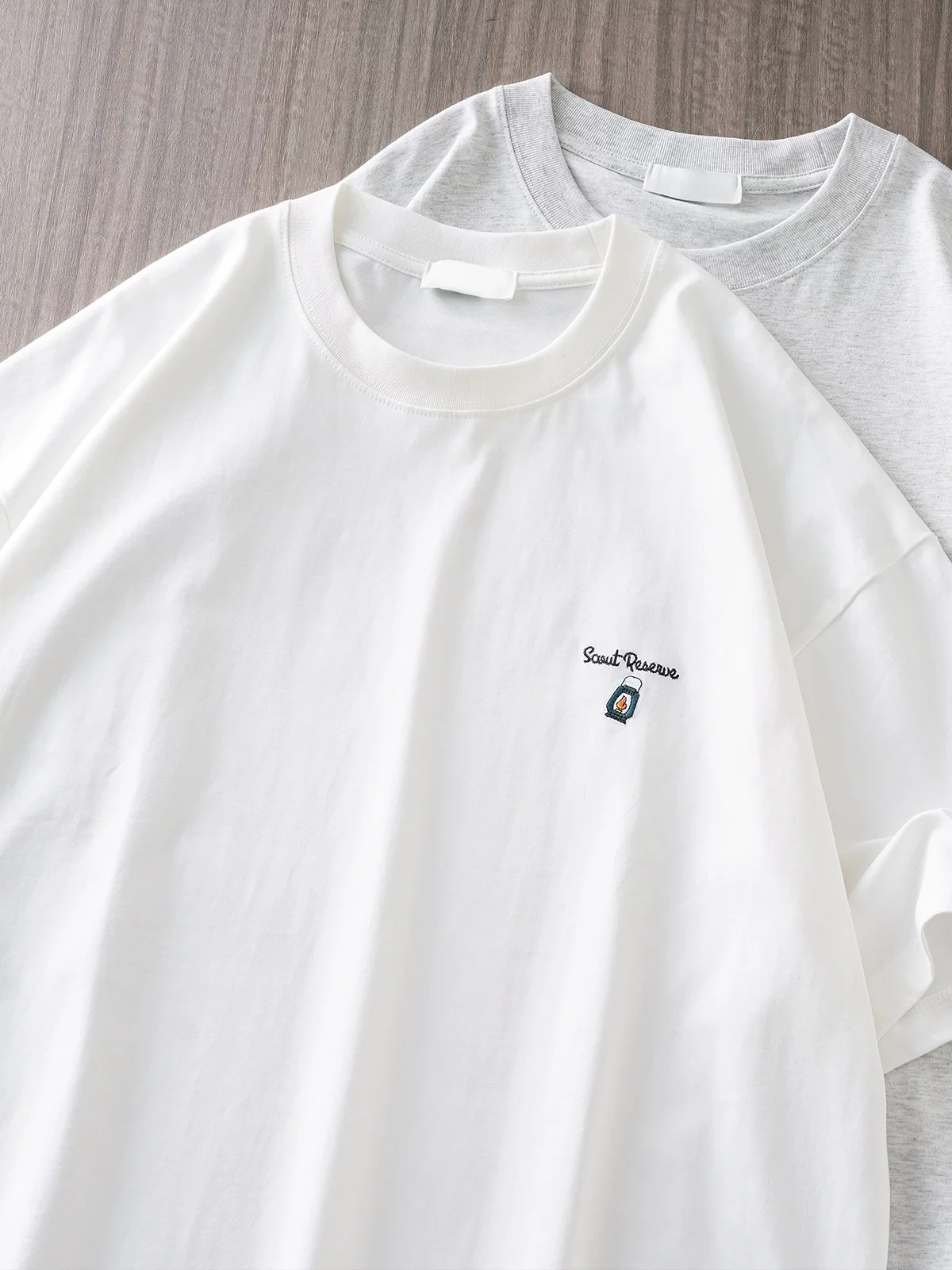 Áo thun nam tay ngắn chất cotton nguyên chất 260G dành cho mùa hè, dáng rộng, thêu chữ, cảm giác cao cấp, cổ tròn nửa tay