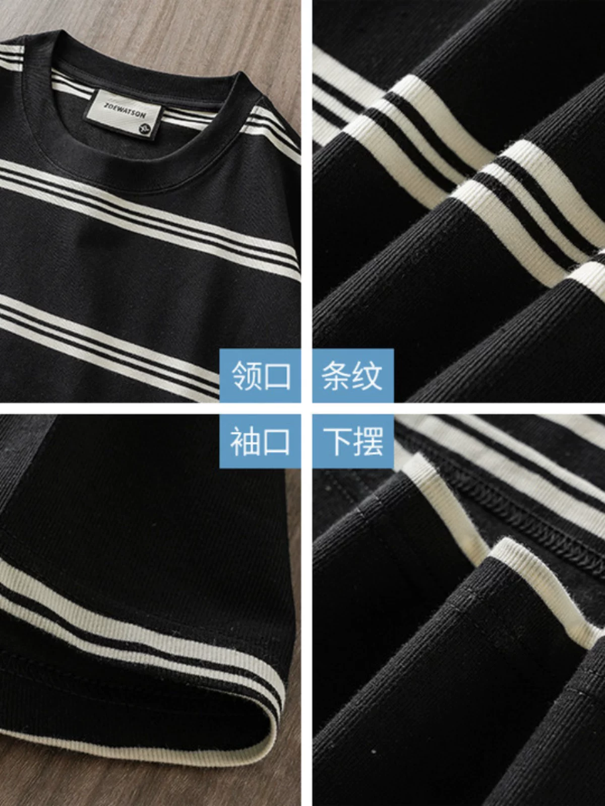 Áo thun sợi polyester sọc nặng 250G kiểu cổ điển của Mỹ OMZM dành cho nam và nữ, áo sơ mi ngắn tay dáng rộng hợp thời trang mùa hè dành cho cặp đôi