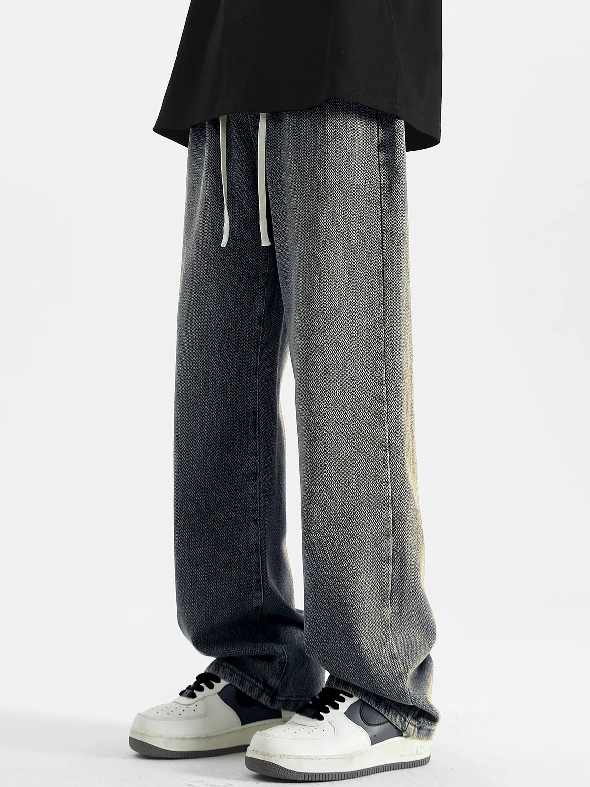 Quần jeans ống đứng họa tiết bầu trời sao dành cho nam, mẫu mới hè 2025, chất liệu mỏng, phong cách đường phố Mỹ, dáng rộng, thoải mái, dài.