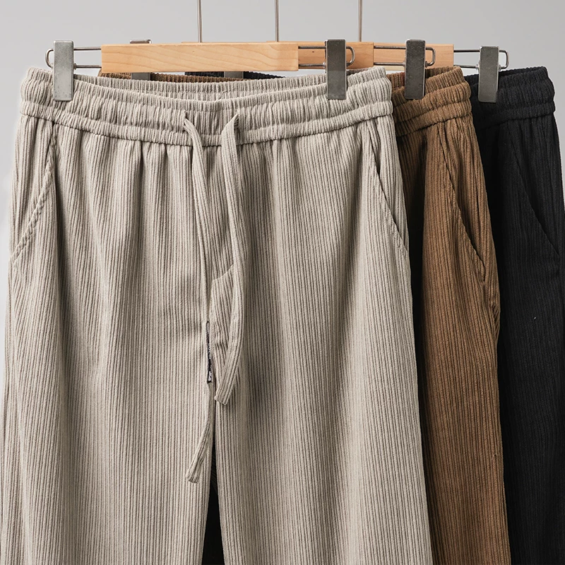 Quần kaki dày kiểu Mỹ OMZM dành cho nam, mùa xuân thu 2025, kiểu dáng rộng rãi, thẳng, quần dài thường ngày, quần thể thao