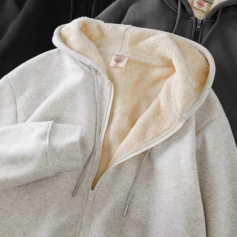 Áo khoác có mũ trùm đầu kiểu Mỹ OMZM 540G dành cho nam, áo len cardigan dày dặn giữ ấm bằng lông cừu mùa đông dành cho nam.