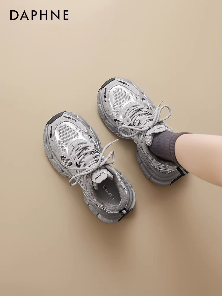 Giày bốt tuyết đế dày Daphne dành cho nữ 2025, giày mùa đông mới tăng chiều cao, giày thể thao lót lông cừu, giày thường, giày bố