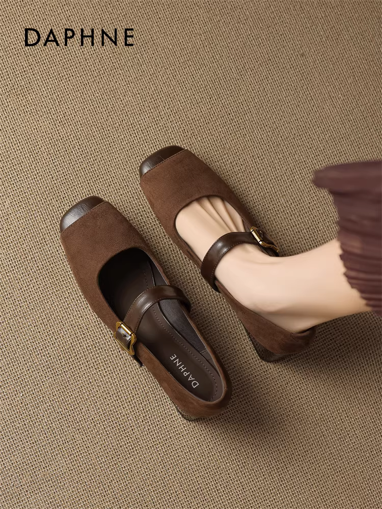 Giày Daphne Ballet Mary Jane dành cho Nữ 2026 Mùa Xuân Mới Vintage Đẹp Giày Đơn Thanh Lịch Đi Làm Giày Da