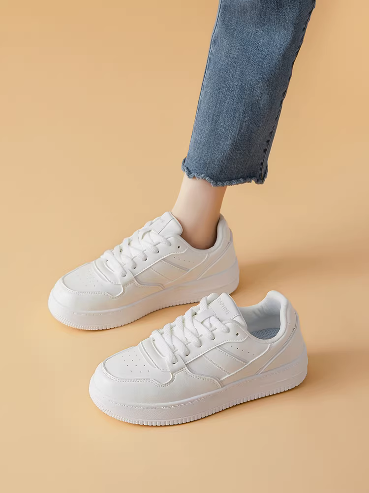 Giày thể thao trắng cổ điển Daphne dành cho nữ, mẫu mới thu 2025, phong cách học sinh, tăng chiều cao, đa năng, thể thao, năng động.