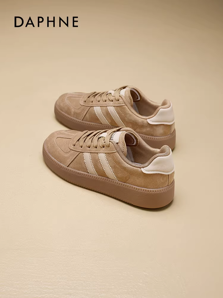 Giày tập Daphne nữ mùa thu đông 2025 kiểu retro mới, giày thể thao đế dày màu nâu Melard